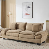 Corduroy Upholstered Loveseat Sofa With Deep Seat Pillows