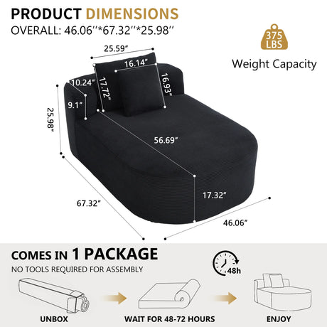 Oversized Plush Corduroy Chaise Lounge Sleeper Sofa - Omega Lifestyles