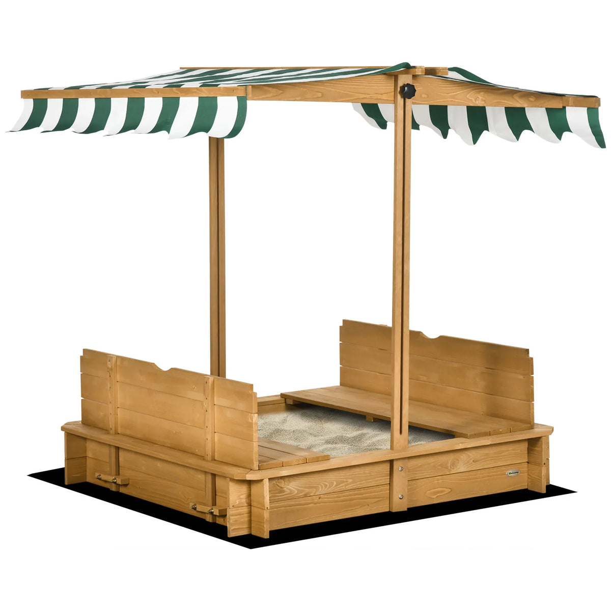 Children’s Outdoor Wooden Sandbox With Adjustable Canopy - Omega Lifestyles