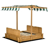 Children’s Outdoor Wooden Sandbox With Adjustable Canopy - Omega Lifestyles