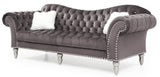 Deco Style Velvet Upholstered 3-Seat Sofa - Omega Lifestyles