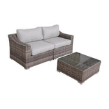Modern Gray Wicker Outdoor Loveseat Seating Set With Cushions - Omega Lifestyles