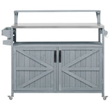 Outdoor Rolling Grill Cart With Raised Shelf Storage - Omega Lifestyles