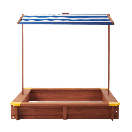 Wooden Kids Sandbox With Adjustable Canopy And Black Liner - Omega Lifestyles