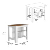 White Walnut Kitchen Island With Three Storage Shelves - Omega Lifestyles