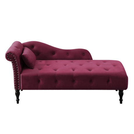 Velvet Tufted Nailhead Trimmed Solid Wood Chaise Lounge - Omega Lifestyles