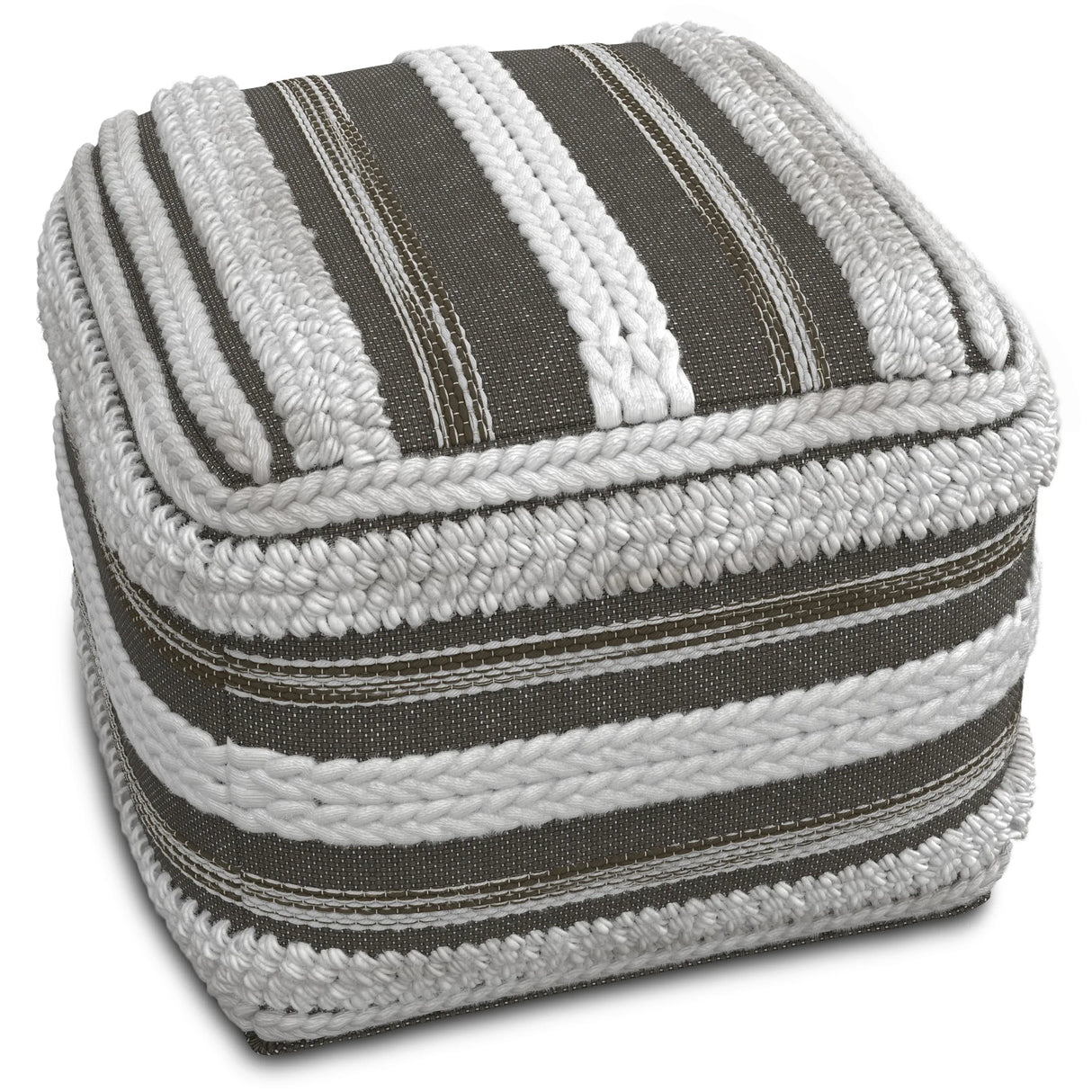Square Gray Fabric Pouf With Supportive Polystyrene Filling - Omega Lifestyles