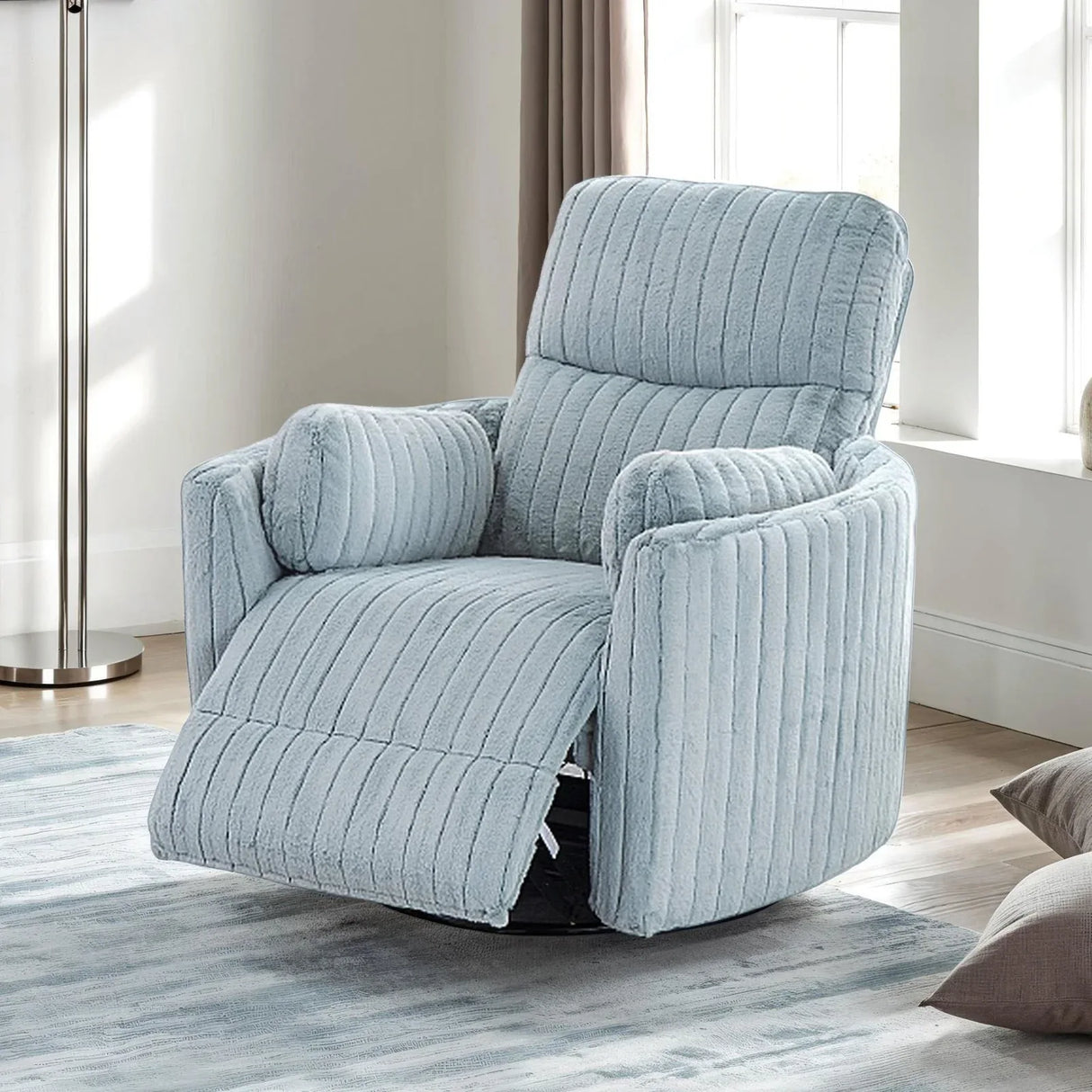Contemporary Sky Blue Power Recliner Glider Swivel Chair - Omega Lifestyles