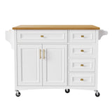 Classic Vintage Embossed White Kitchen Island On Wheels - Omega Lifestyles