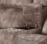 Chocolate Velvet Recliner Loveseat With USB Port Console - Omega Lifestyles