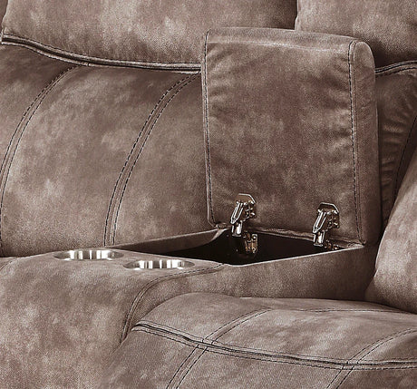 Chocolate Velvet Recliner Loveseat With USB Port Console - Omega Lifestyles