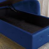 Navy Blue Velvet Classic Chesterfield Storage Chaise Lounge - Omega Lifestyles