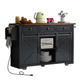 Farmhouse Kitchen Island Rolling Cart With Power Outlet - Omega Lifestyles