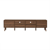 Modern Walnut 78-Inch TV Stand With Cable Management - Omega Lifestyles
