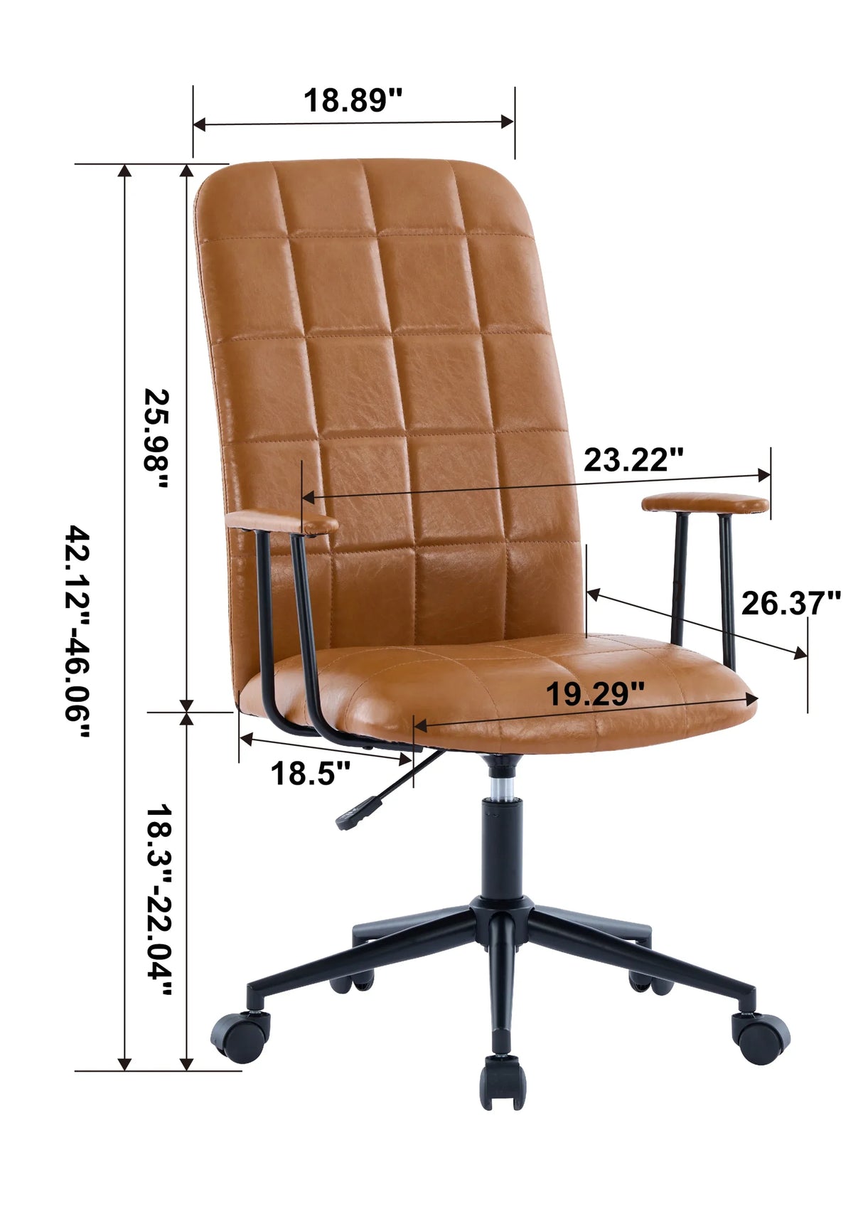 Antique Black PU Leather Adjustable Swivel Office Chair - Omega Lifestyles