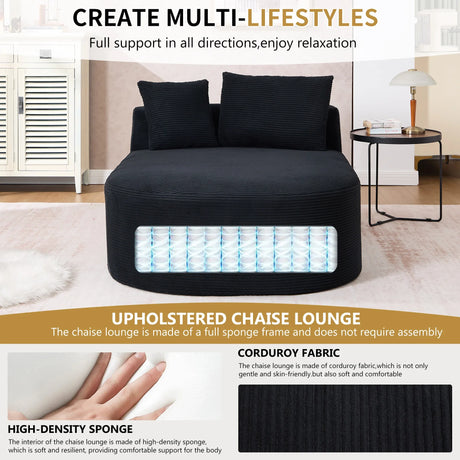 Oversized Plush Corduroy Chaise Lounge Sleeper Sofa - Omega Lifestyles