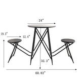Industrial Black Iron Stowable Side Table With Seating Set - Omega Lifestyles
