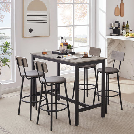 Bar Table Set With 4 PU Upholstered Soft Seat Stools - Omega Lifestyles