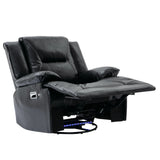 Manual Black Leather Gel Recliner Chair With LED Light Strip - Omega Lifestyles