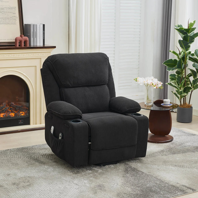 Medium-Firm Corduroy Remote-Controlled Heating Massage Recliner - Omega Lifestyles