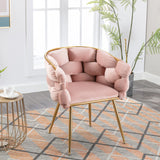 Pink Velvet Gold-Plated Metal Accent Chair - Omega Lifestyles