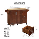 Rolling Kitchen Island Cart With Drop-Leaf Rubberwood Countertop - Omega Lifestyles