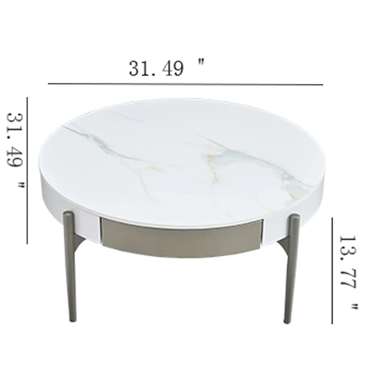 Modern Round Ceramic Top Coffee Table With Storage Drawers - Omega Lifestyles