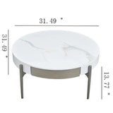 Modern Round Ceramic Top Coffee Table With Storage Drawers - Omega Lifestyles