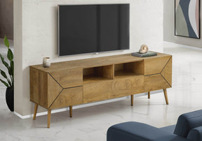 Mid Century Walnut Laminate 72-Inch TV Stand Console - Omega Lifestyles