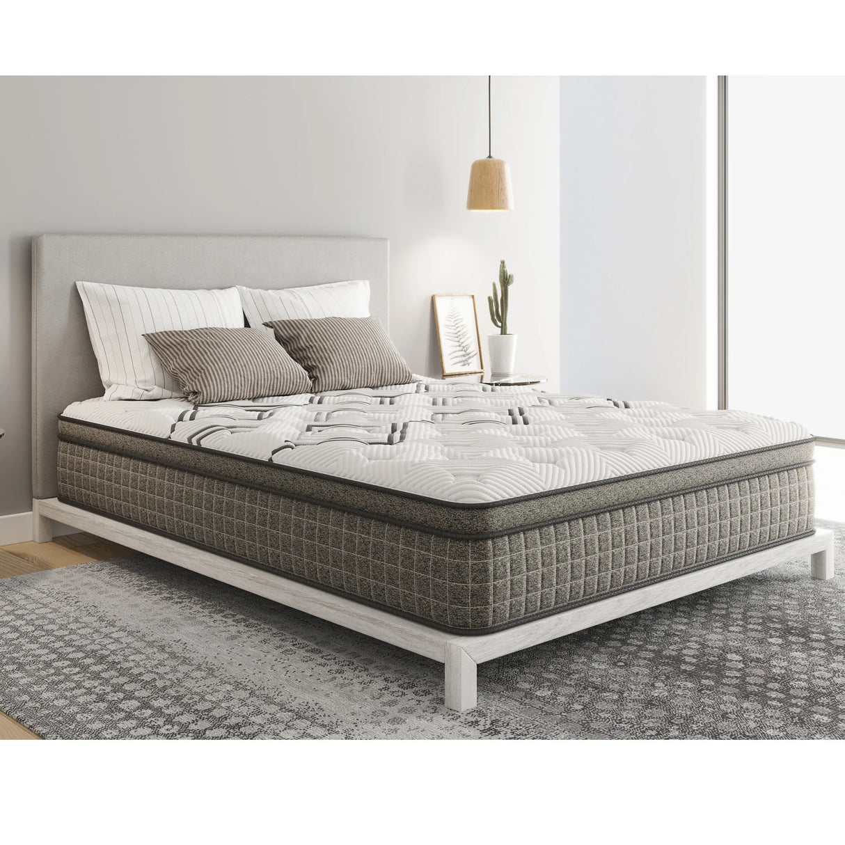 Medium 12-Inch Cooling Copper Hybrid Euro-Top Cal King Mattress - Omega Lifestyles