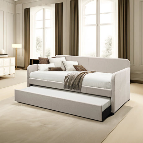 Fog Upholstered Twin Daybed With Roll-Out Trundle - Omega Lifestyles