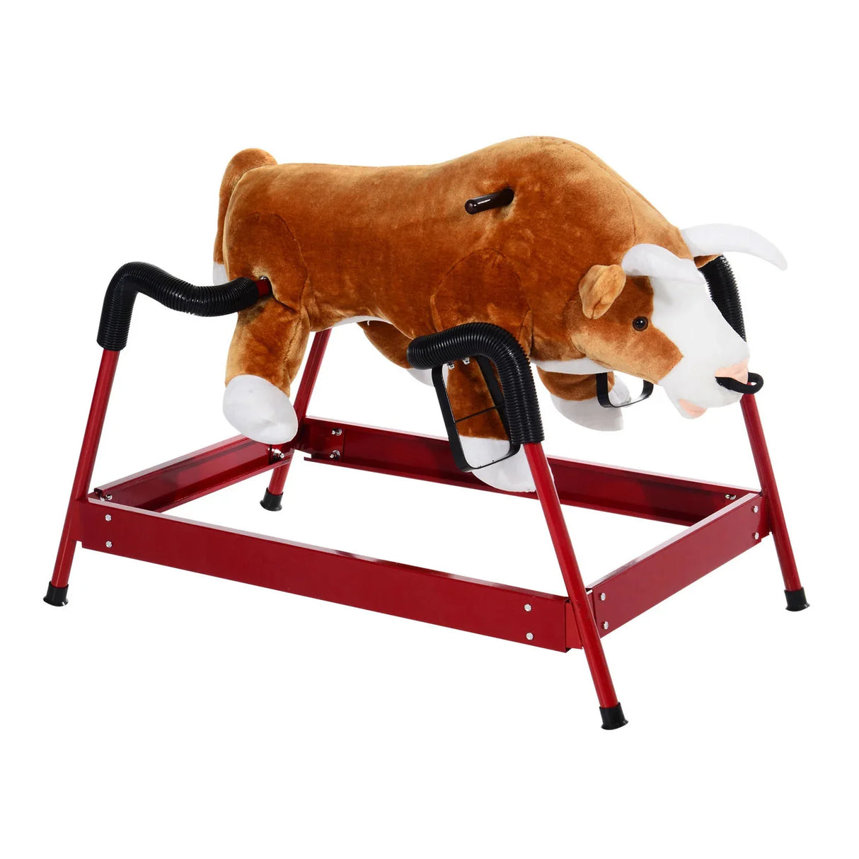 Plush Brown Kids Spring Rocking Bull Toy - Omega Lifestyles