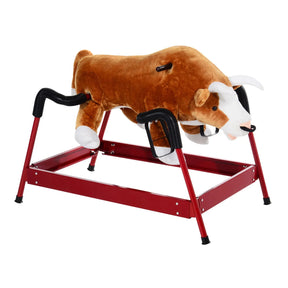 Plush Brown Kids Spring Rocking Bull Toy - Omega Lifestyles