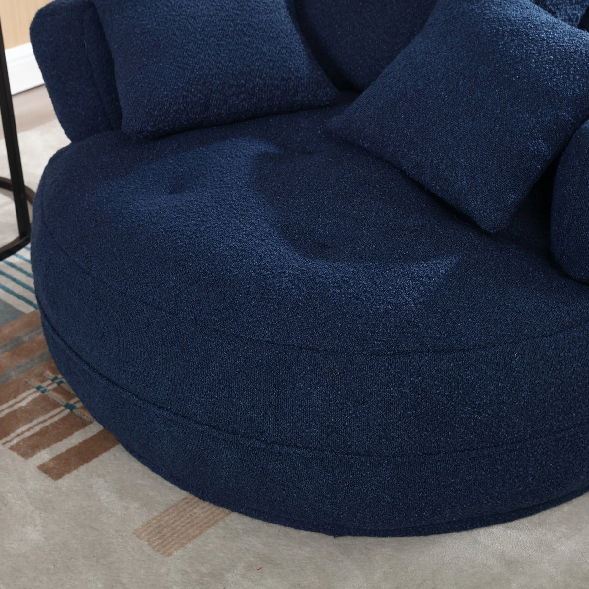 Modern Chenille Circular Sleeper Chair With Throw Pillows - Omega Lifestyles