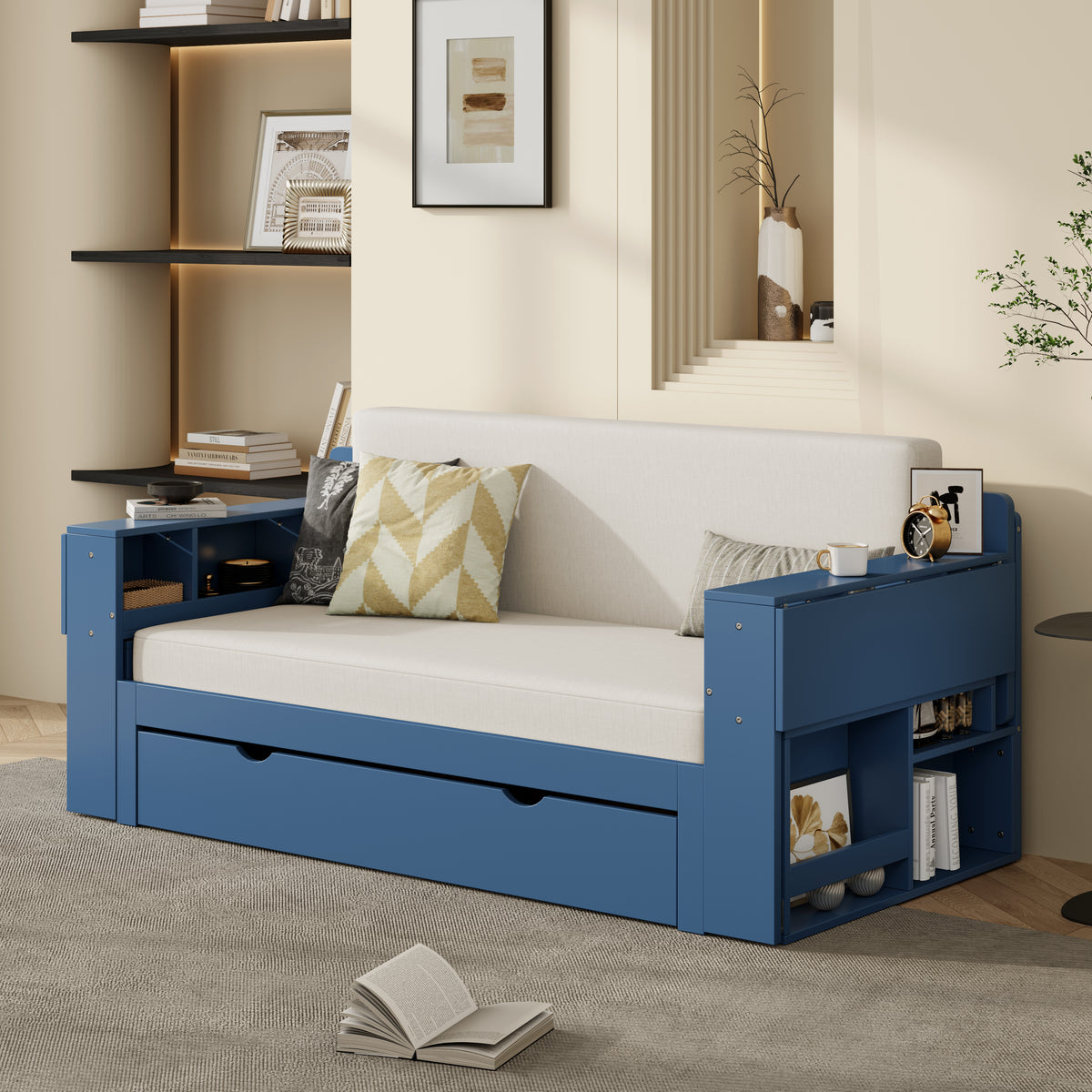 Full 4-in-1 Multifunctional Daybed With Storage Desk