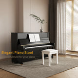 White Solid Wood Vanity Stool With Cushioned Seat - Omega Lifestyles