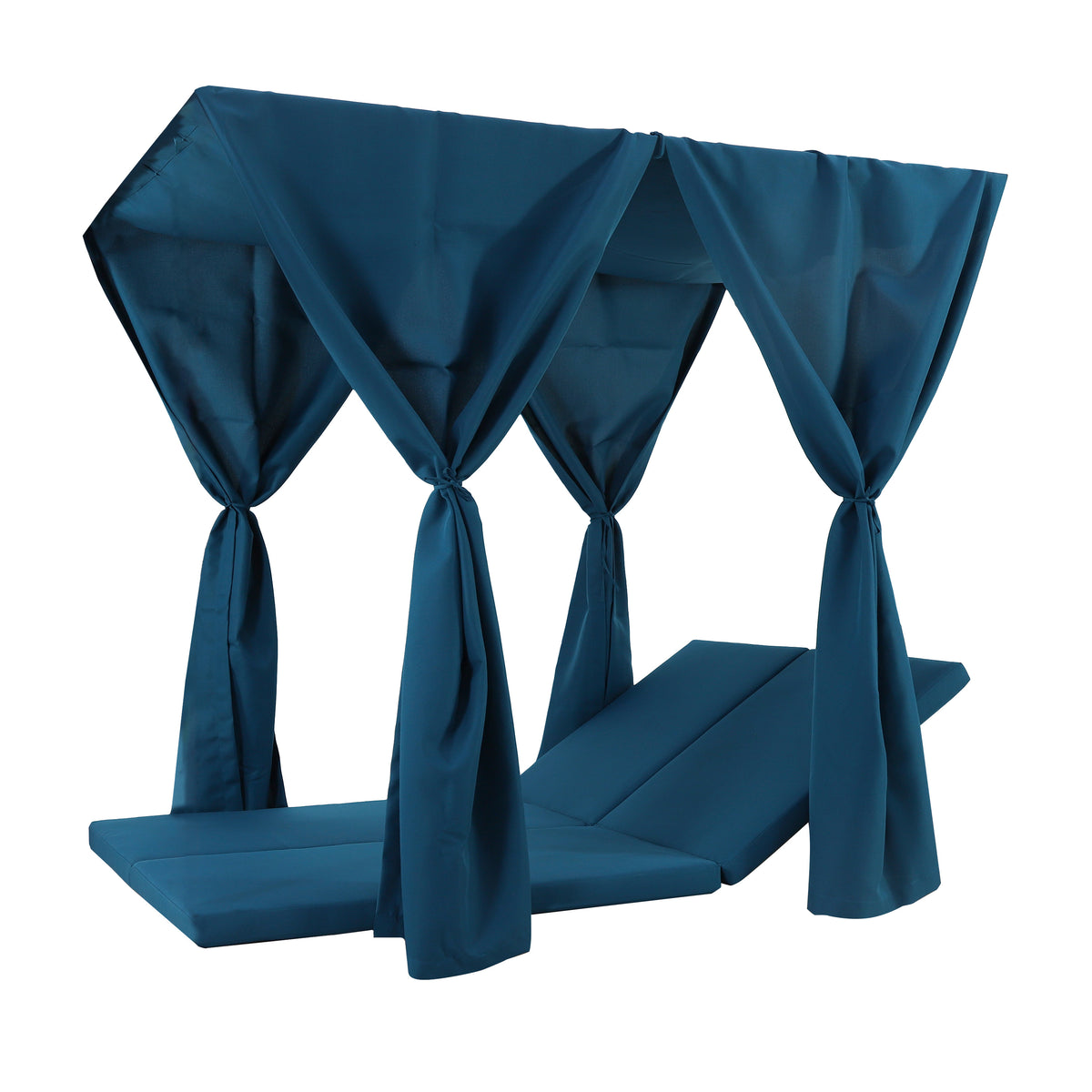 Waterproof Blue Daybed Cushion And Curtains Set
