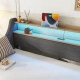 Twin Linen Upholstered Daybed With Trundle Charging Station - Omega Lifestyles