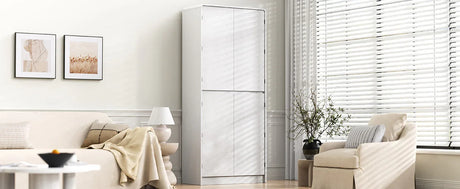 Modern Curved Design Kitchen Pantry Cabinet With Drawer - Omega Lifestyles