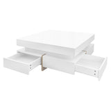 Modern High Gloss White Coffee Table With Drawers - Sleep Galleria
