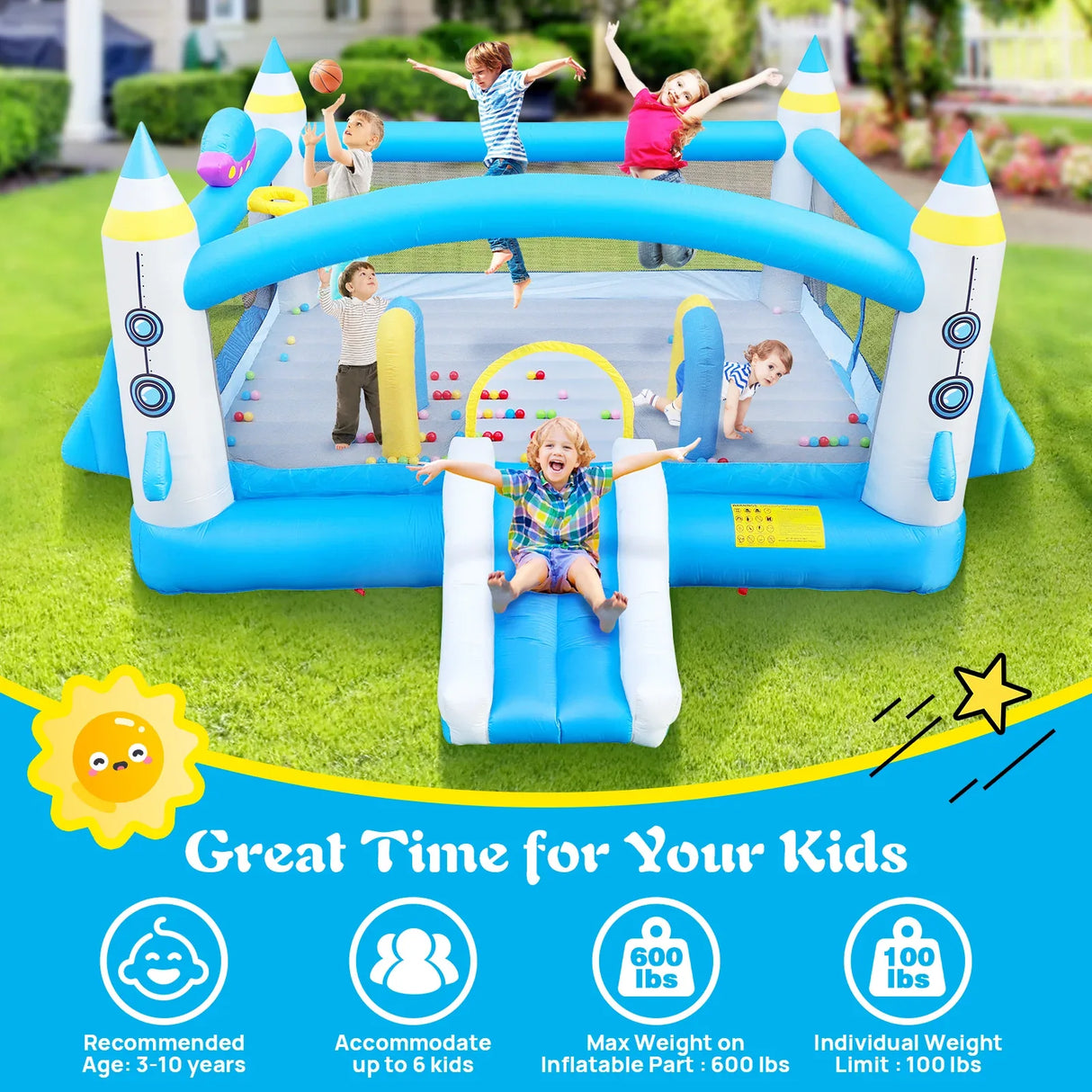 Multicolor Oxford Fabric Inflatable Jump N Slide Bouncer - Omega Lifestyles