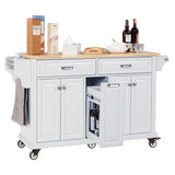 Solid Wood Rubberwood Kitchen Cart With Storage Drawers - Omega Lifestyles