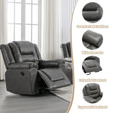 Grey Manual PU Upholstered Home Theater Recliner Chair Set - Omega Lifestyles