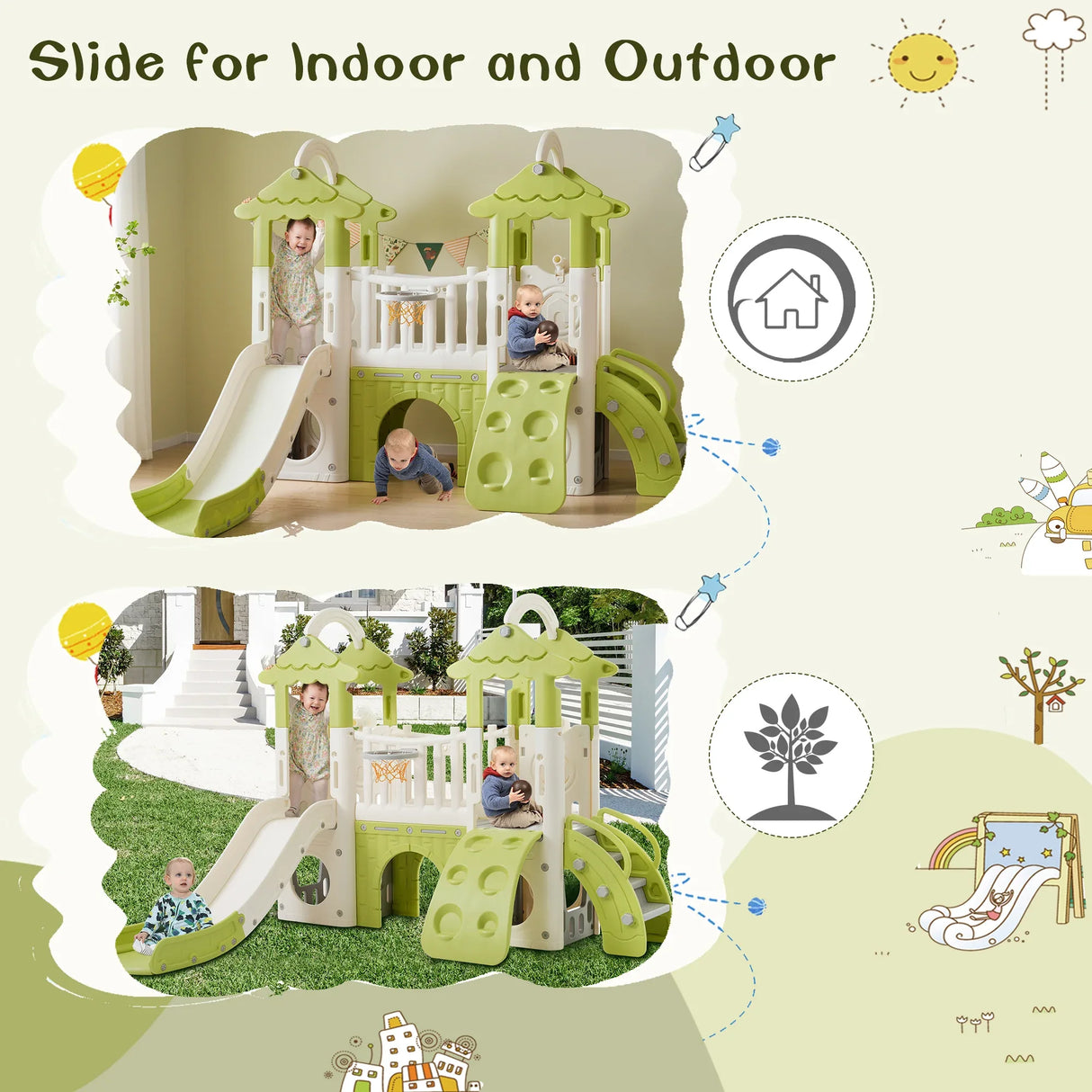 8-in-1 Toddler Freestanding Slide Climber Playset - Omega Lifestyles