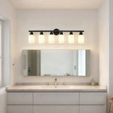 Matte Black Glass Shade 6-Light Wall Sconce Lighting - Omega Lifestyles