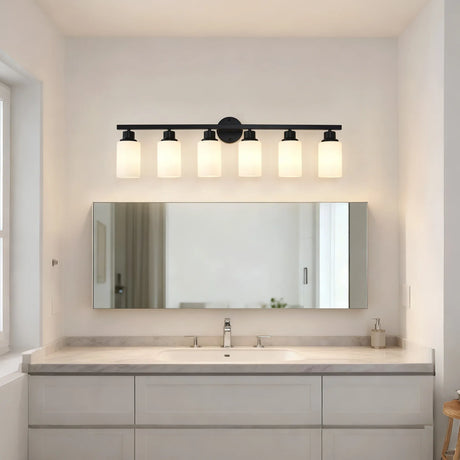 Matte Black Glass Shade 6-Light Wall Sconce Lighting - Omega Lifestyles