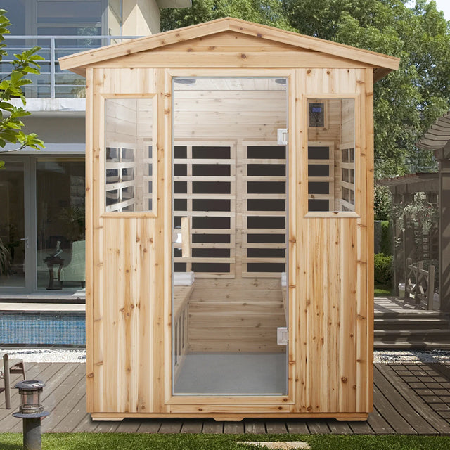 Four Person Old Fir Far-Infrared Outdoor Sauna Room - Omega Lifestyles