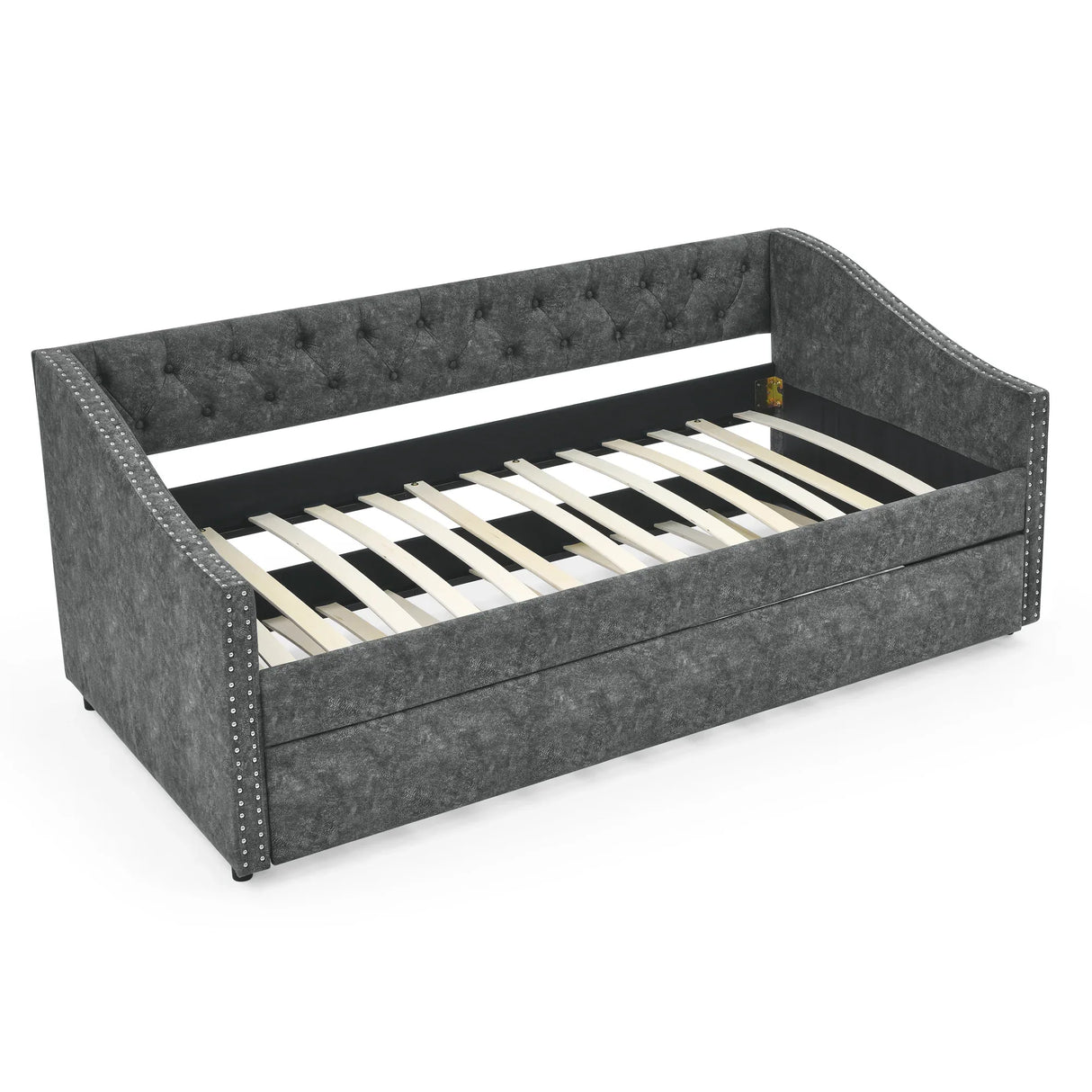 Twin Upholstered Tufted Daybed With Trundle Frame - Omega Lifestyles