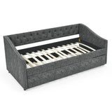 Twin Upholstered Tufted Daybed With Trundle Frame - Omega Lifestyles
