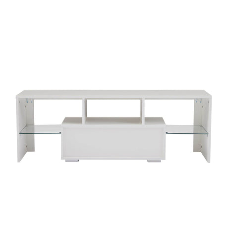 Modern White LED Backlit Particle Board TV Console - Sleep Galleria